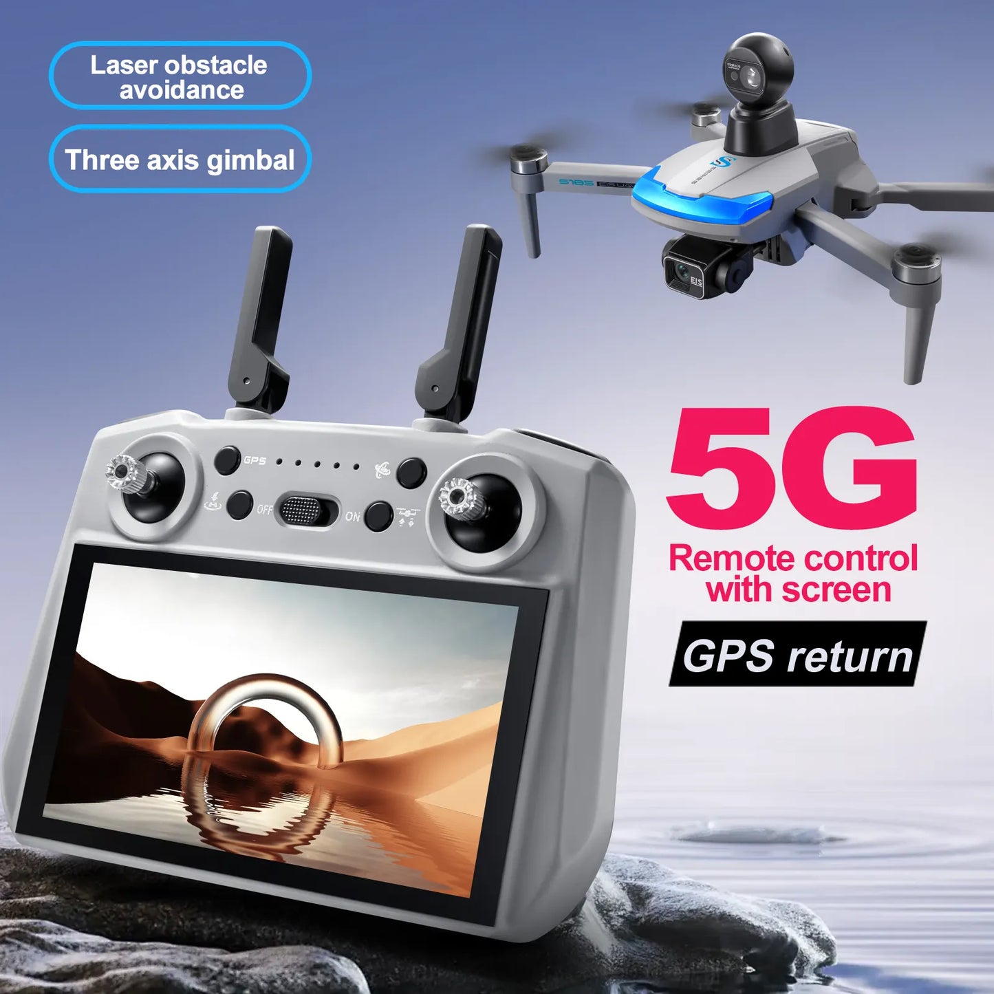 Drone GPS S185 avec écran 7,2 pouces, caméra 2,7K et moteur brushless | ProDrone UK