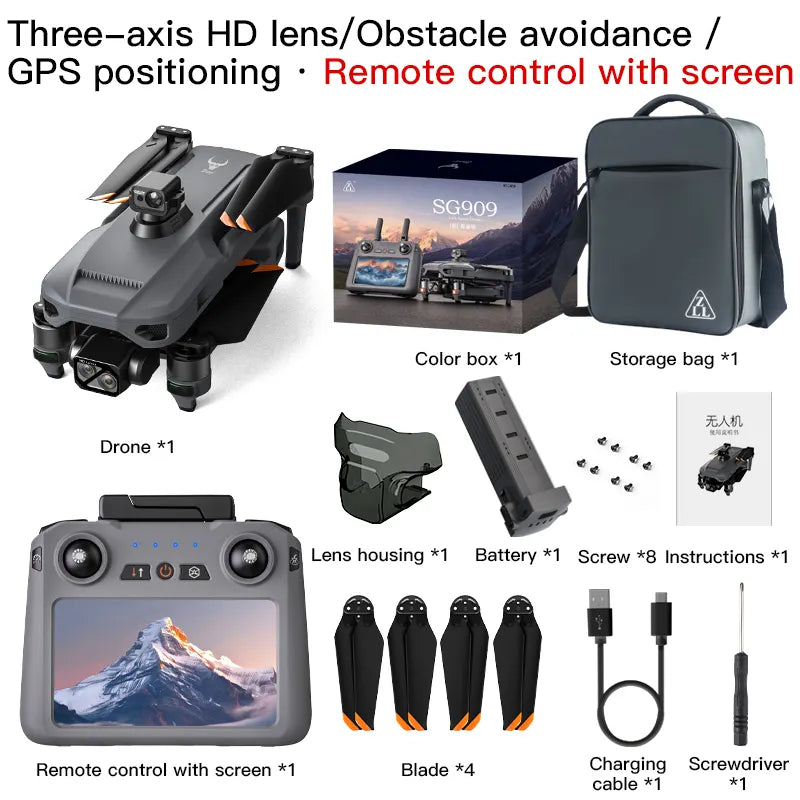 Drone RC SG909 4K avec évitement d'obstacles et nacelle 3 axes – Drone professionnel | ProDrone UK