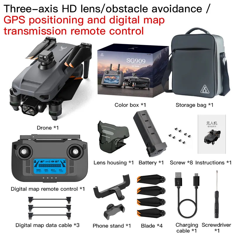 Drone RC SG909 4K avec évitement d'obstacles et nacelle 3 axes – Drone professionnel | ProDrone UK