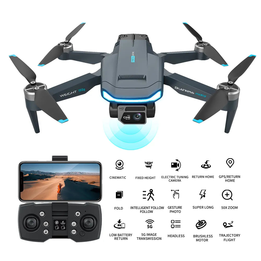 F194 GPS Drone – 4K Dual Camera, 5G FPV, Brushless Motor, Foldable