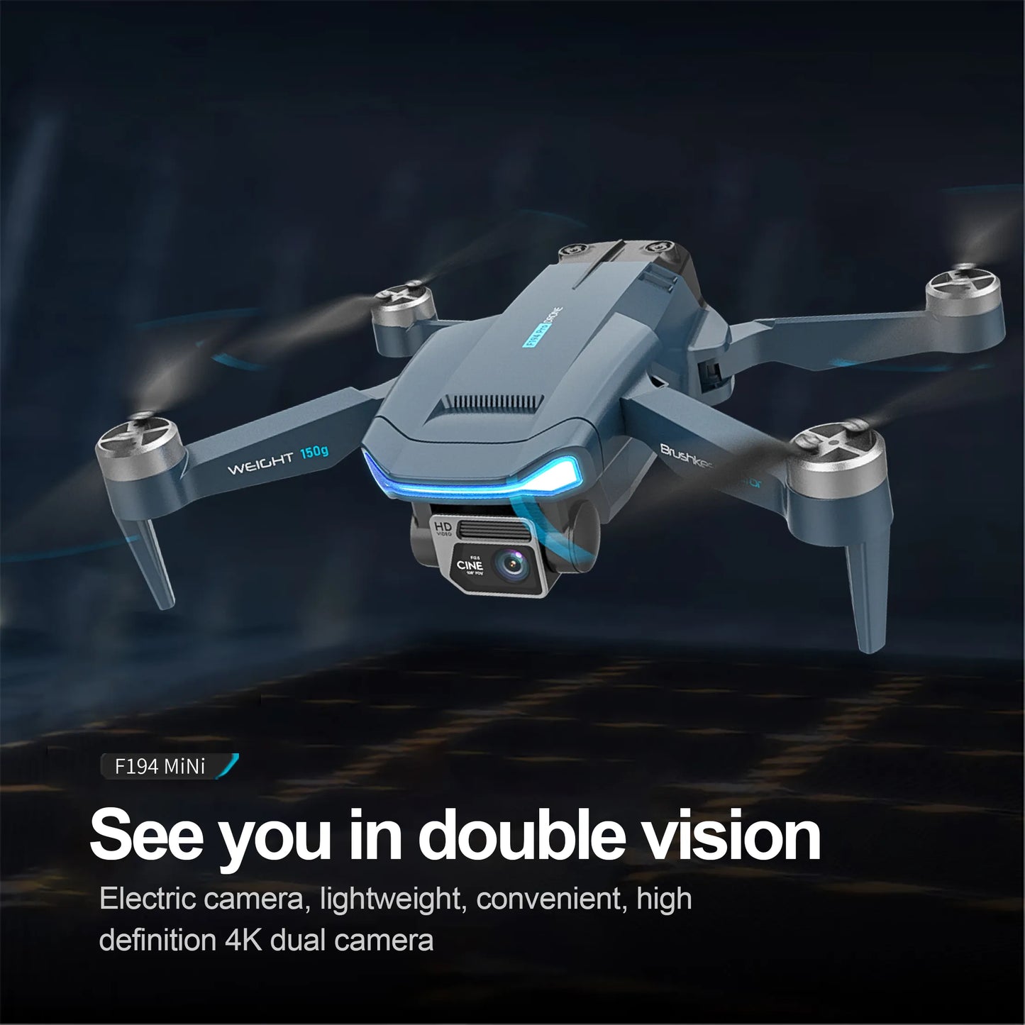 F194 GPS Drone – 4K Dual Camera, 5G FPV, Brushless Motor, Foldable