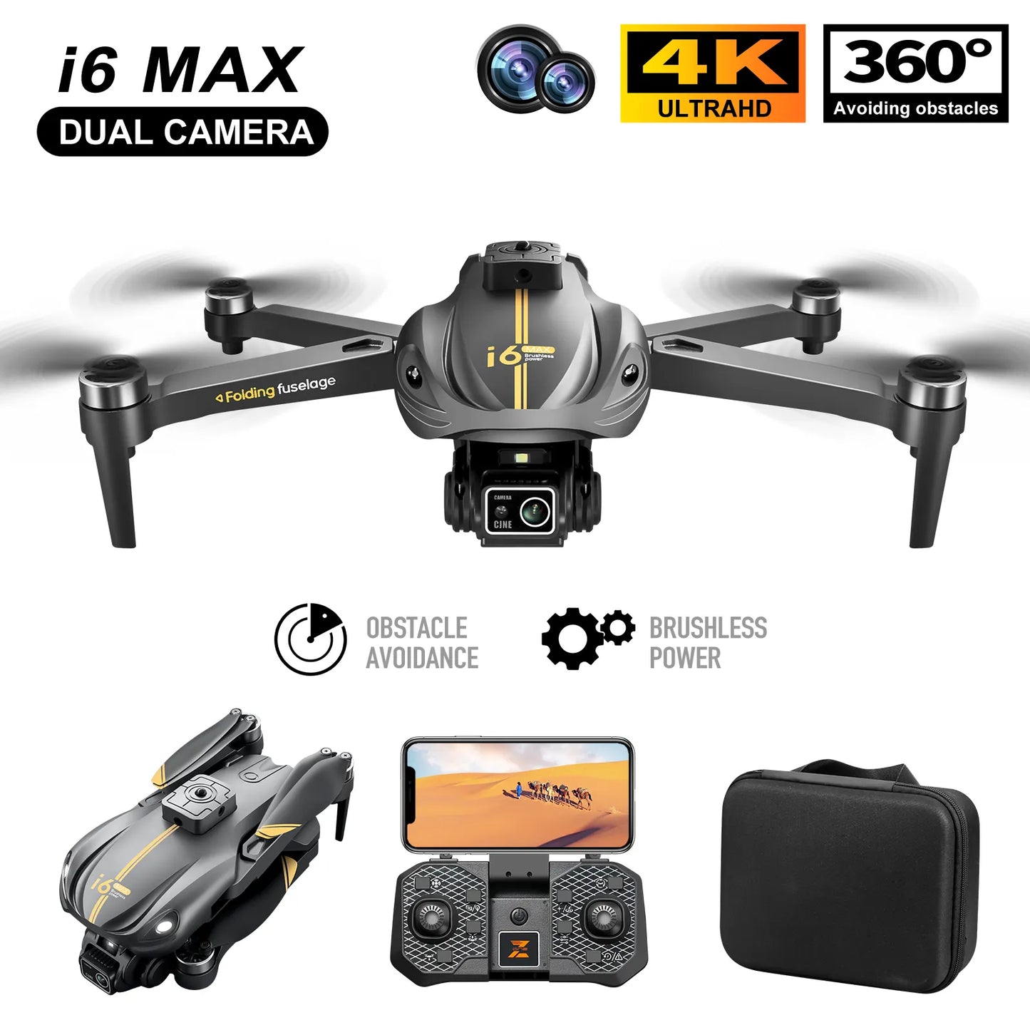 I6 Max 4K-Drohne mit Doppelkamera, 5G FPV und bürstenlosem Motor