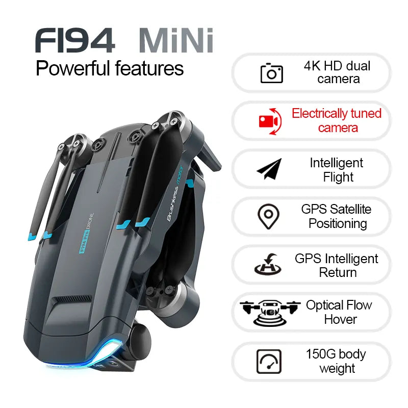 F194 GPS Drone – 4K Dual Camera, 5G FPV, Brushless Motor, Foldable