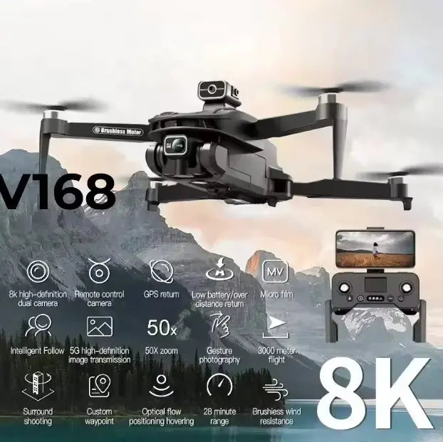 V168 8K GPS Drone with Dual Camera & Obstacle Avoidance | ProDrone