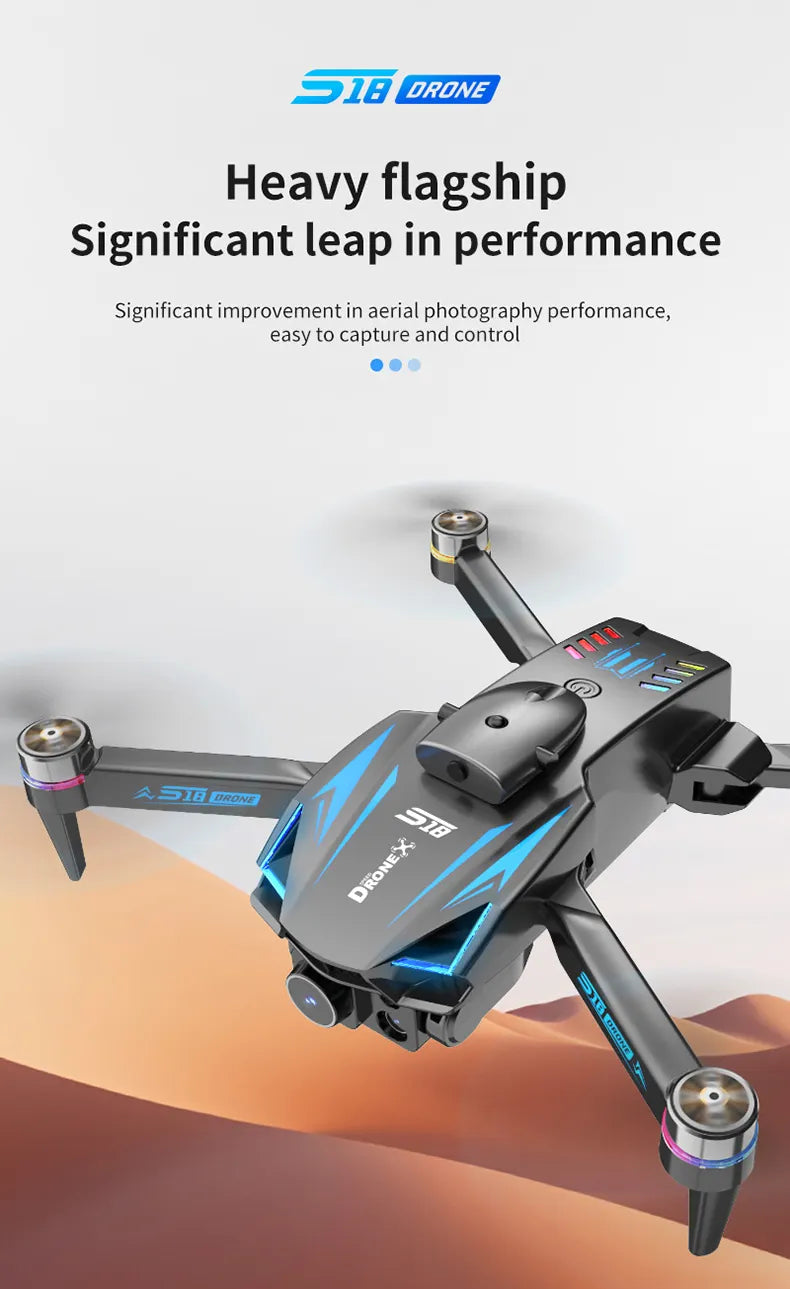 S18 Drone 4K | Dual Camera, Obstacle Avoidance & Easy Flight
