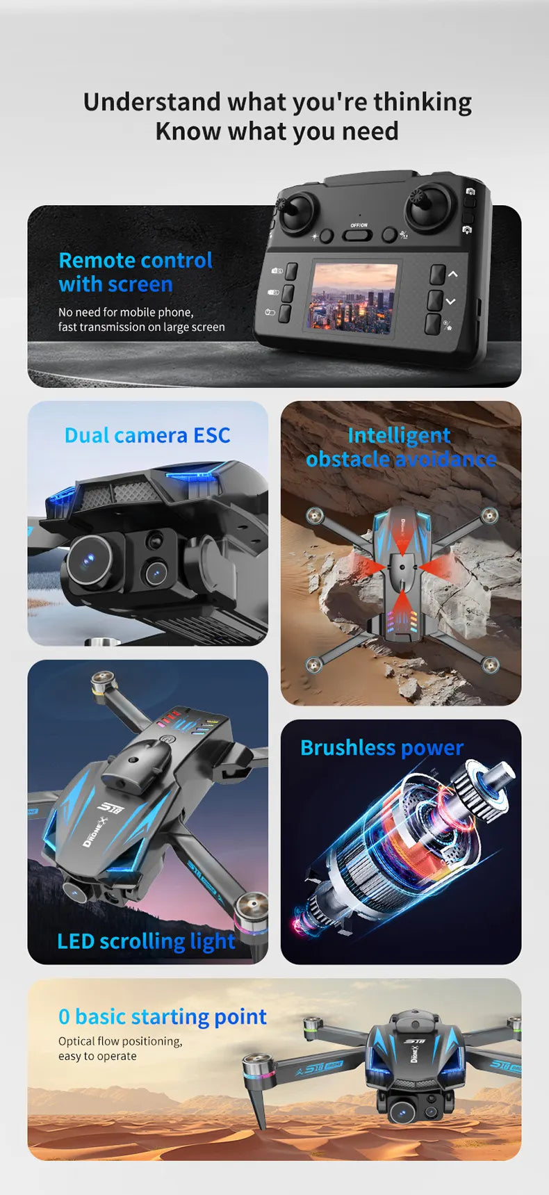 S18 Drone 4K | Dual Camera, Obstacle Avoidance & Easy Flight
