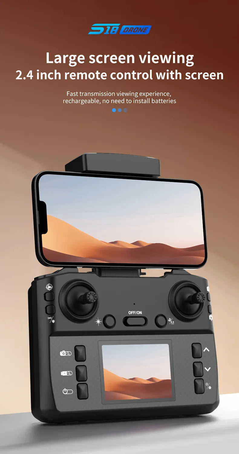 S18 Drone 4K | Dual Camera, Obstacle Avoidance & Easy Flight