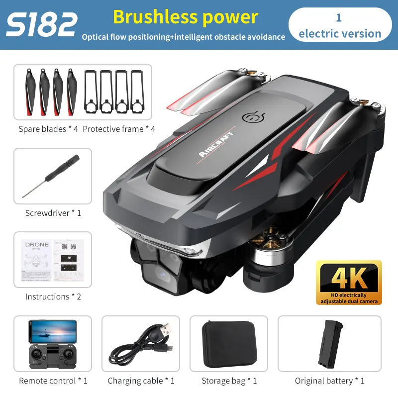 S182 Mini Drone with Brushless Motor & Obstacle Avoidance | 480P Camera