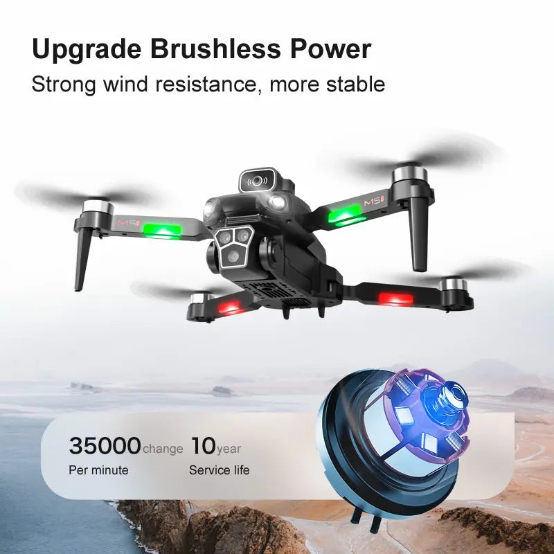 M1s-5 Smart Drone – Brushless, Triple Camera, 5KM FPV, Foldable Design