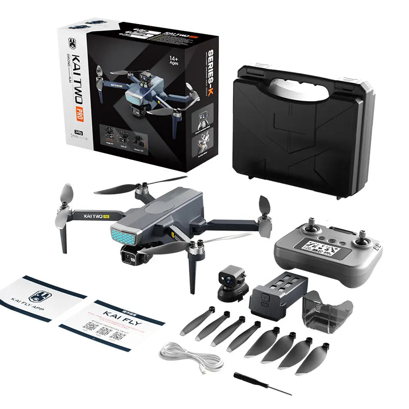 Drone Kai 2 Pro 4K UHD GPS pliable avec évitement d'obstacles laser à 360°