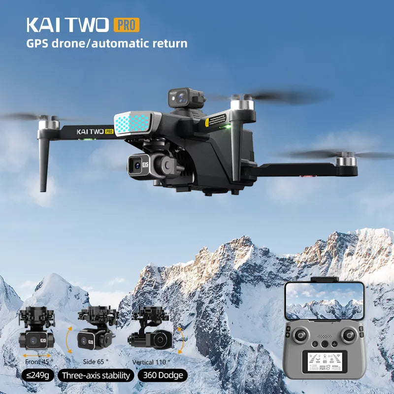 Drone Kai 2 Pro 4K UHD GPS pliable avec évitement d'obstacles laser à 360°