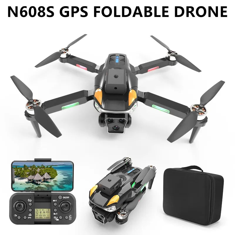Drone GPS N608S Pro – Mini quadricoptère pliable 4K avec double caméra et GPS