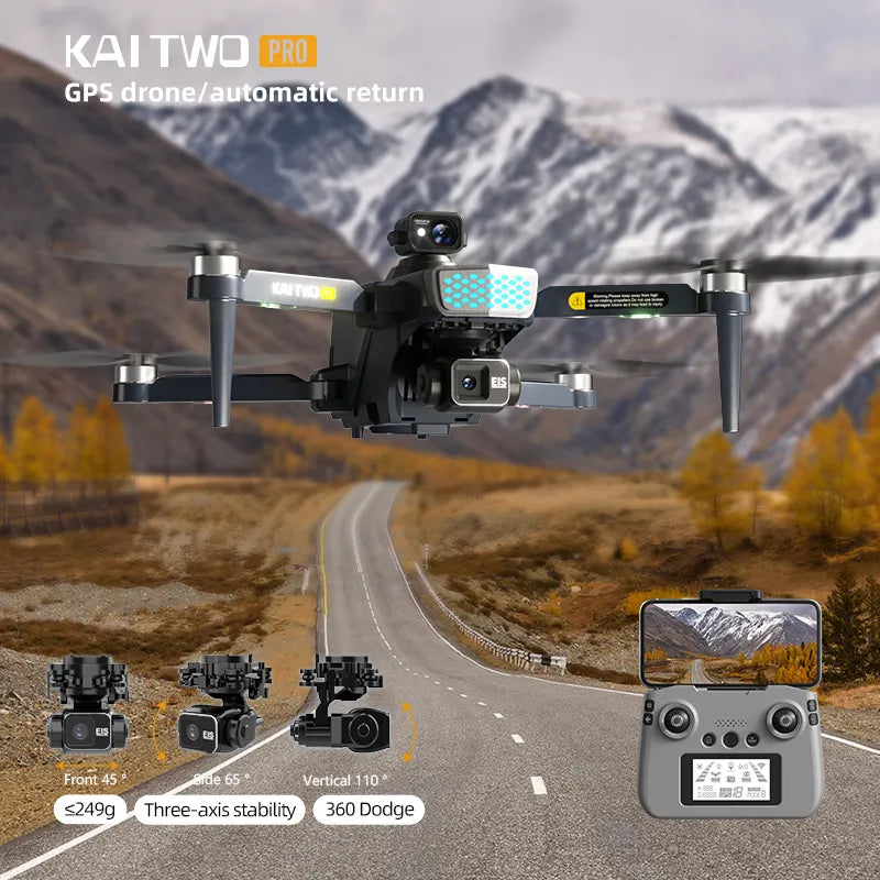 Drone Kai 2 Pro 4K UHD GPS pliable avec évitement d'obstacles laser à 360°