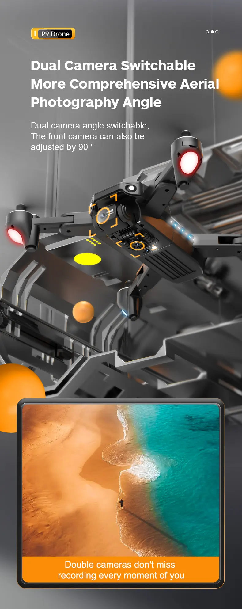 P9 PRO 8K Drone with Dual Camera & 360° Obstacle Avoidance
