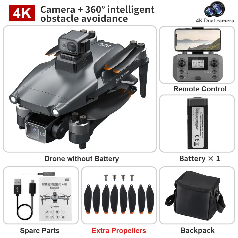 Drone L600 Pro Max 4K – GPS, 25 minutes de vol, sans balais, 5G FPV