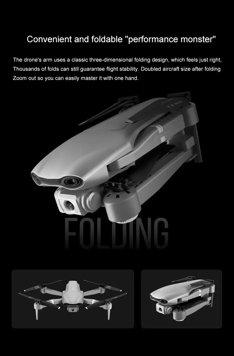 Drone économique F3-GPS – Double caméra 4K, pliable, GPS et suivi intelligent