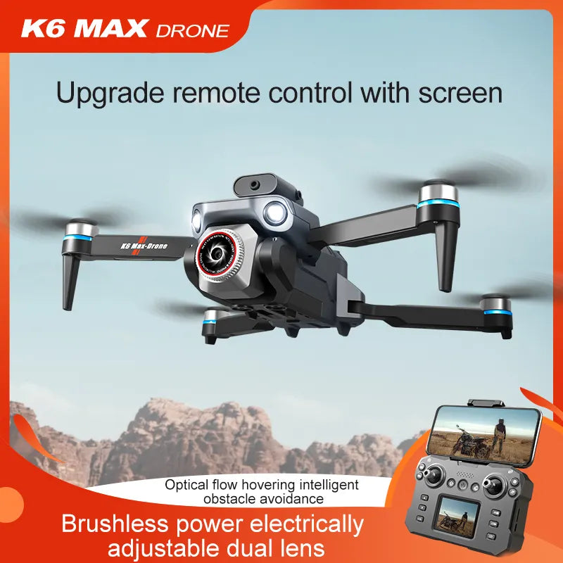 K6 Max Drone with Screen Remote, Obstacle Avoidance, WIFI FPV, Foldable