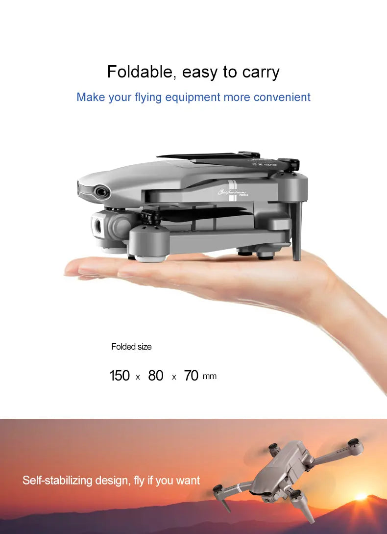 Drone économique F3-GPS – Double caméra 4K, pliable, GPS et suivi intelligent