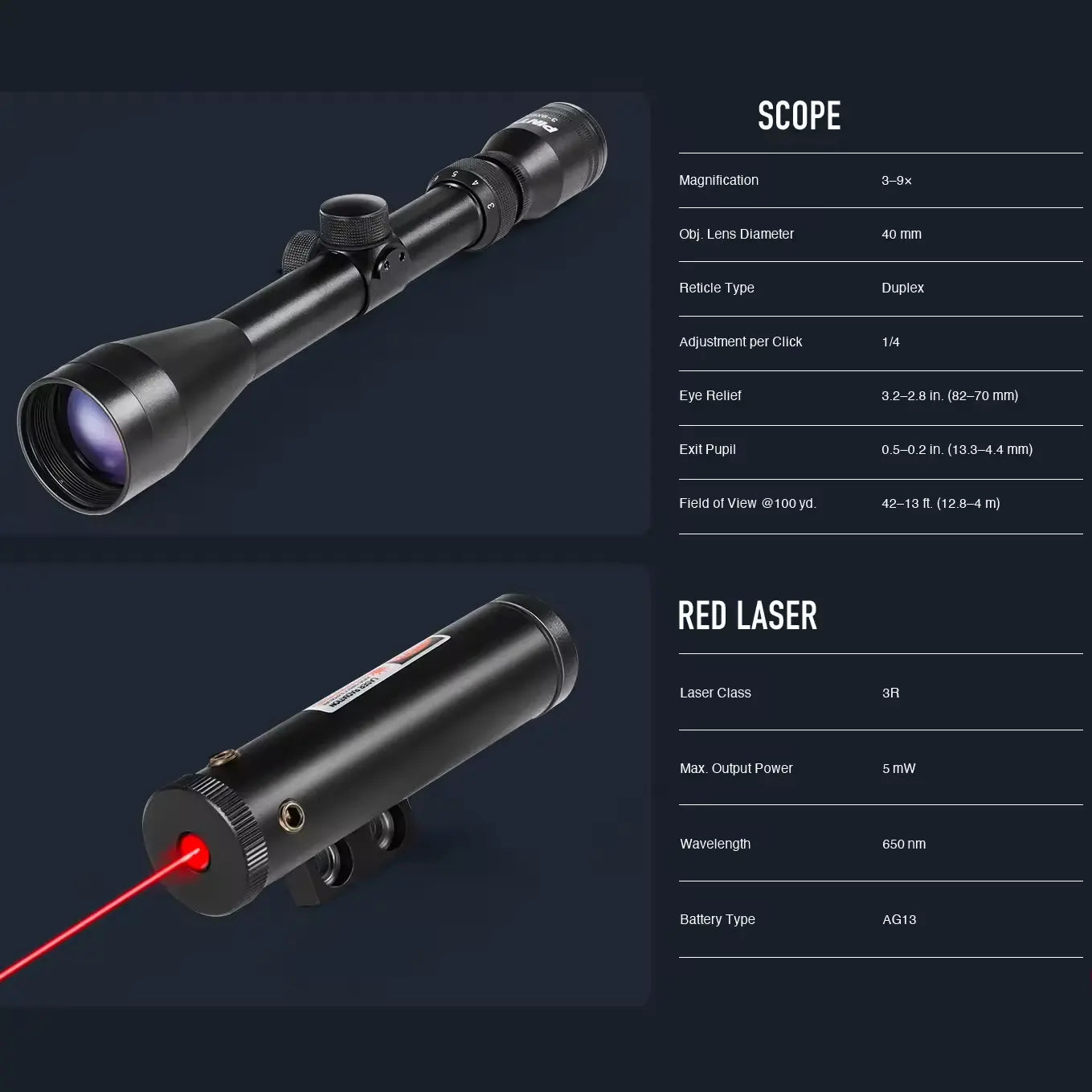 3-9x40 Thermal Night Vision Scope with Green & Red Laser – Tactical LPVO Optic