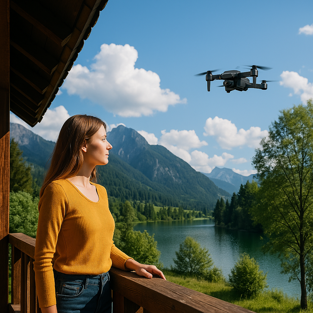 E99 Foldable Drone controlled by smartphone app showing trajectory flight and gravity sensor features