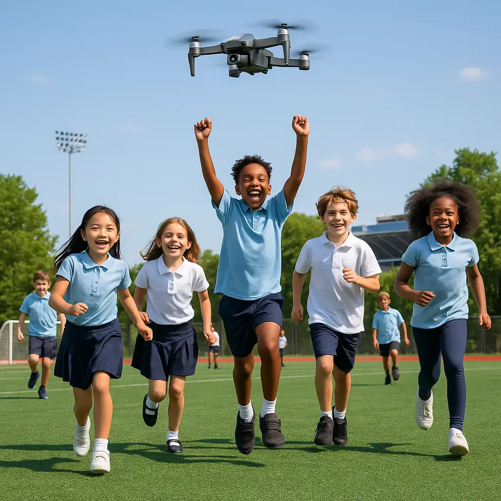 Foldable drone with durable body design, featuring dual cameras and four-direction obstacle avoidance.