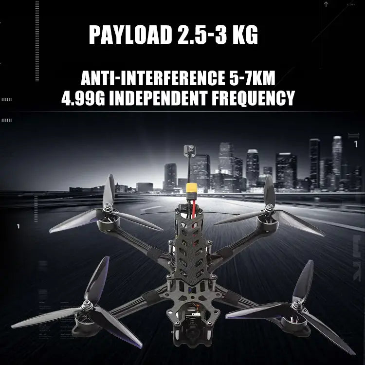 Drone FPV Freestyle Piranha 7 V2 de 7 pouces avec caméra 4K et portée de 3 km