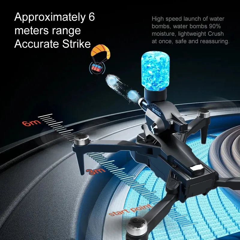 Variety of essential accessories and features for the Max 8K Long Range Drone neatly arranged
