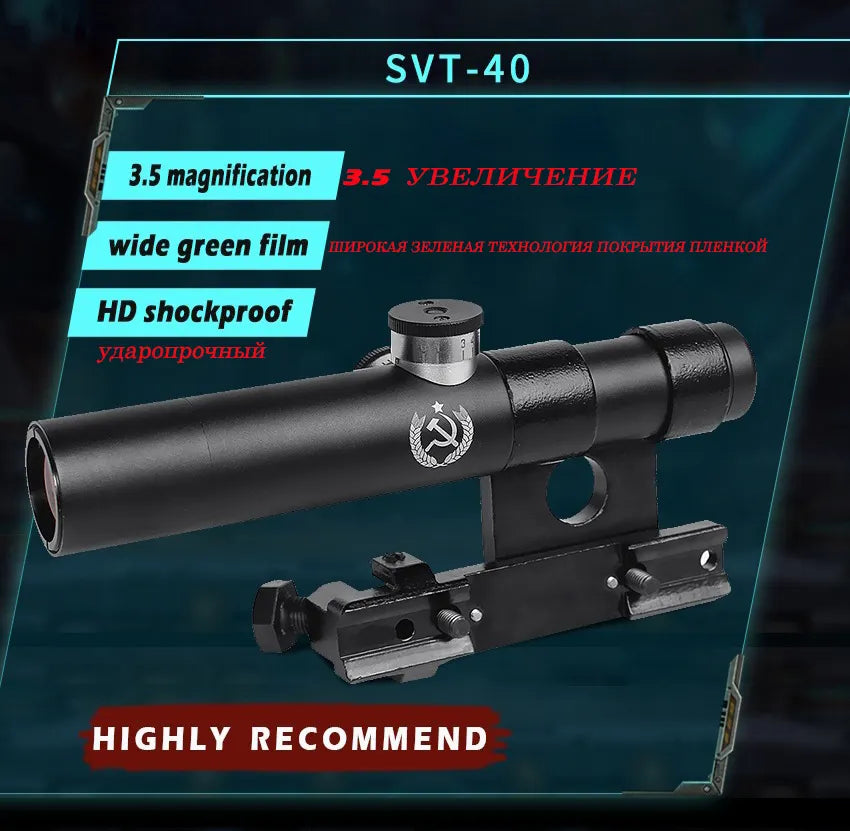 3.5X Shockproof Multi-Coated SVT-40 Scope, SVD Mosin Nagant Optics