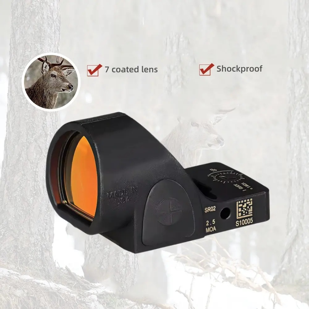 Hunting Red Dot Sight 1X Magnification, Waterproof 2m, CR2032 Battery, 21.2mm Mount