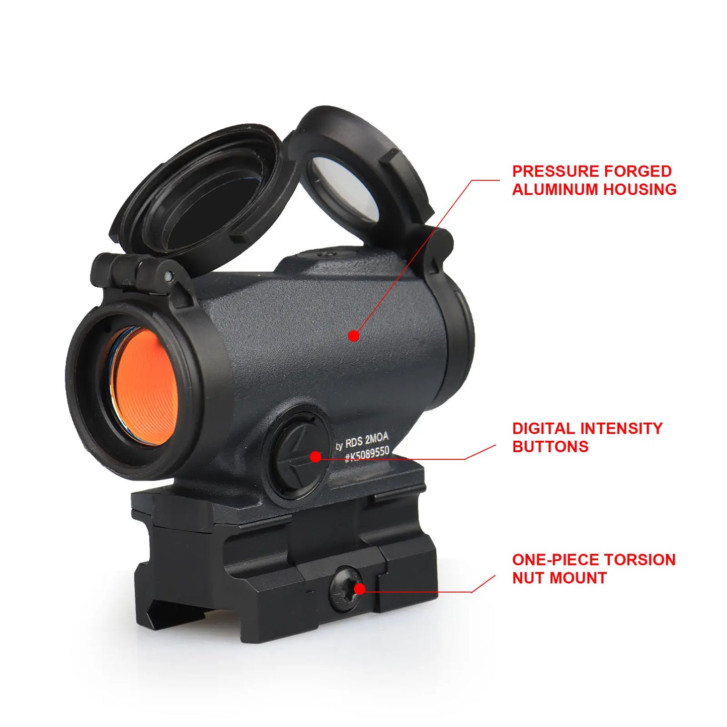 Tactical Red Dot Sight - Waterproof, Multi-Coated, 1X Magnification, NVD2 Compatible