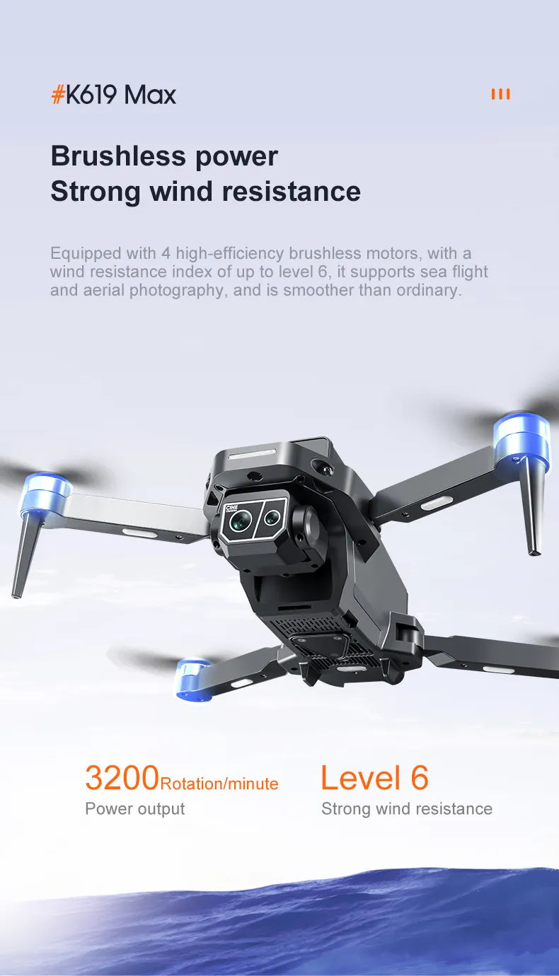 K619 5G WIFI GPS Drone with Dual Cameras, 25 Min Flight Time, Obstacle Avoidance, LED Screen Remote Control