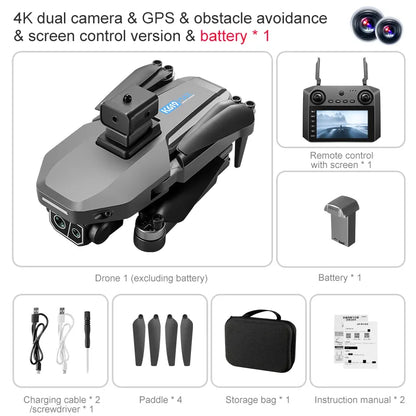 K619 5G WIFI GPS Drone with Dual Cameras, 25 Min Flight Time, Obstacle Avoidance, LED Screen Remote Control