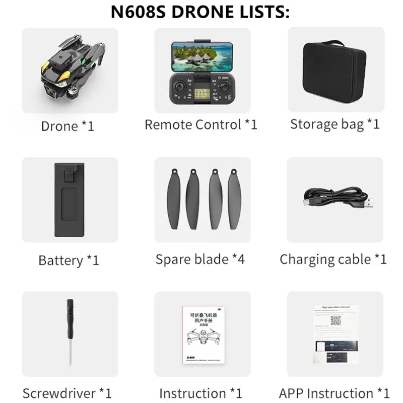 N609 8K Drone RC Quadcopter with GPS, HD Camera, Wifi, Foldable Design, Best for Adults