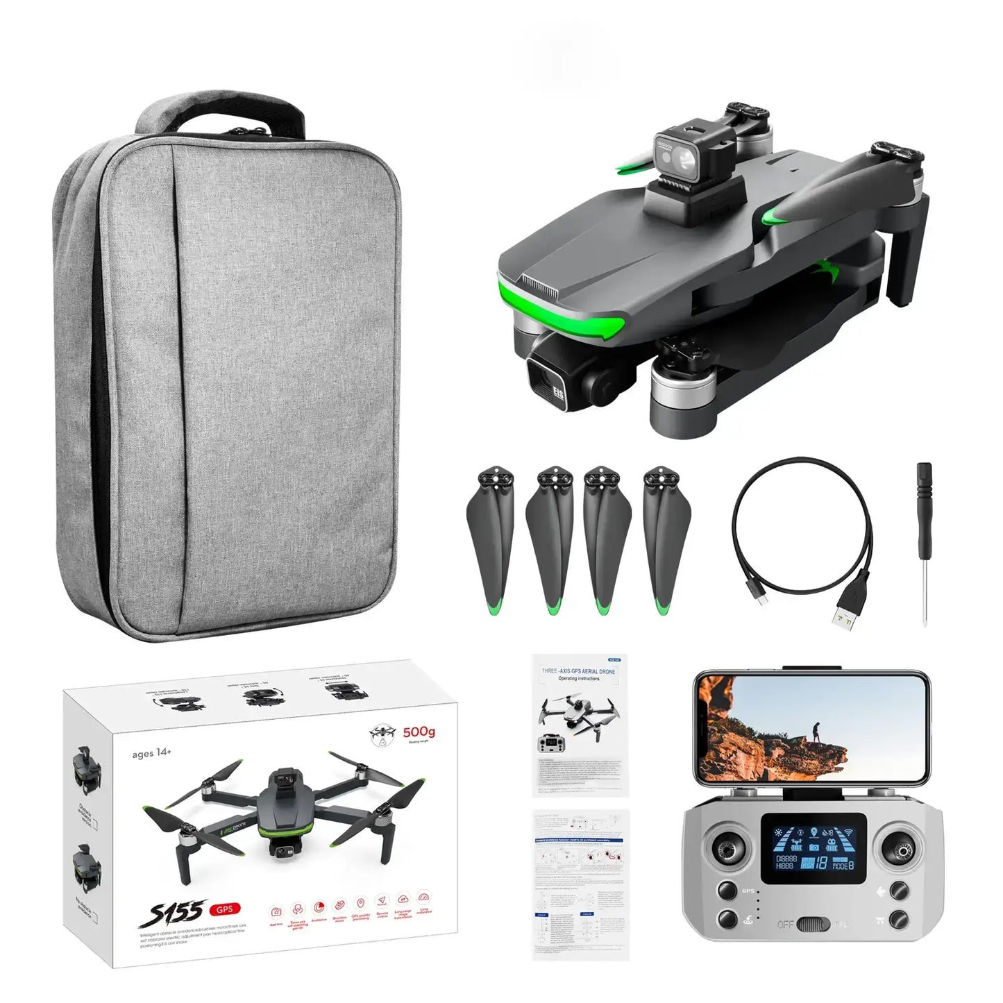 S155 GPS RC Drone with Dual 2.5K HD Cameras