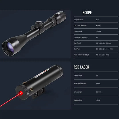 Combo Night Vision Thermal Green & Red Laser Scope 3-9x40 LPVO FFP Prism Optics for Tactical Hunting