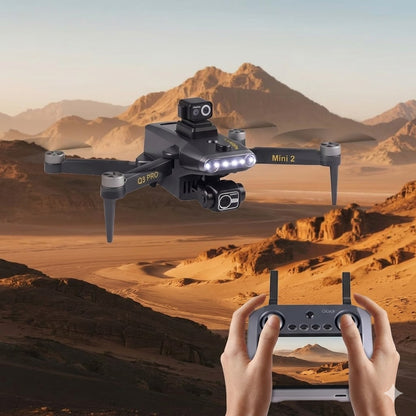 Q3 Pro Mini 2 Drone featuring a 3-axis mechanical gimbal, 4K video, and a 5.5-inch touch screen remote controller for professional FPV flying.