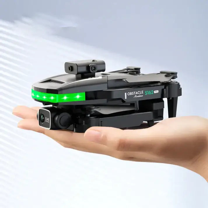 S162 Mini Drone with dual 4K HD camera system, front and bottom lenses for creative aerial shots.