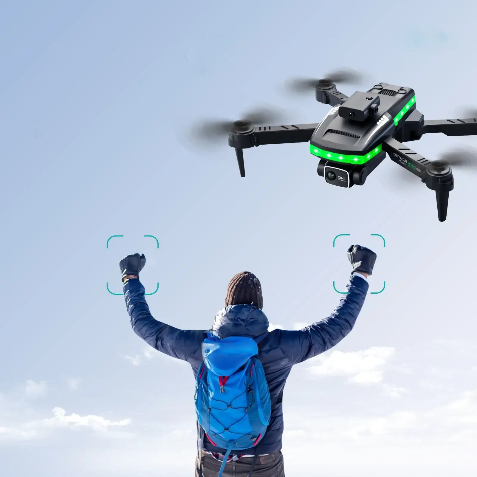 S162 Mini Drone with AI obstacle avoidance, four-sided infrared detection for safer indoor and outdoor flights.