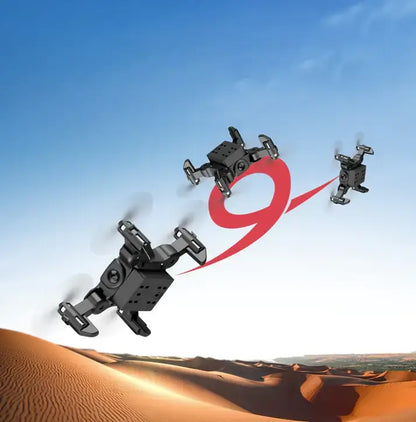 V2 Mini Drone performing 360 degree flip with LED lights during night flight.